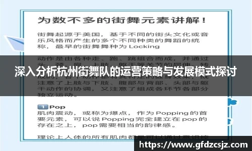 深入分析杭州街舞队的运营策略与发展模式探讨